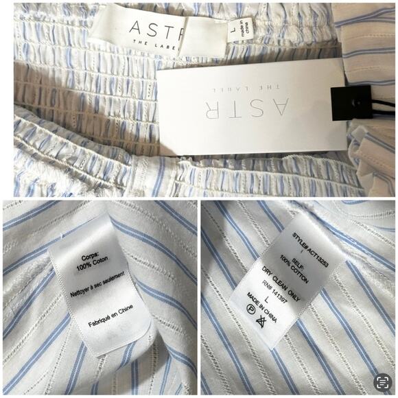 #T159 ASTR The Label REVOLVE Shelby Bell Sleeve Stripe Smocked Top $64 - Picture 14 of 15